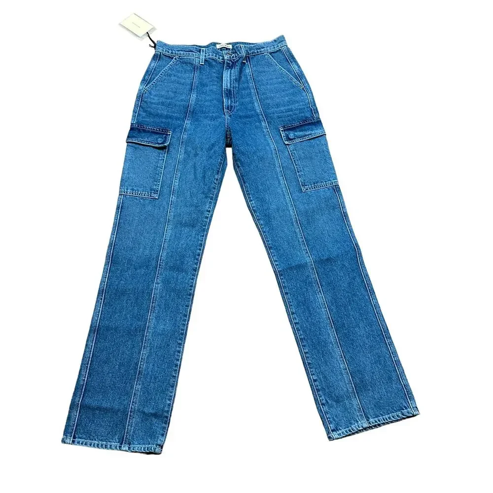 GRLFRND Straight Cargo Jeans SIZE 31 High Rise Slim Business Casual USA $245 NEW - Picture 7 of 12